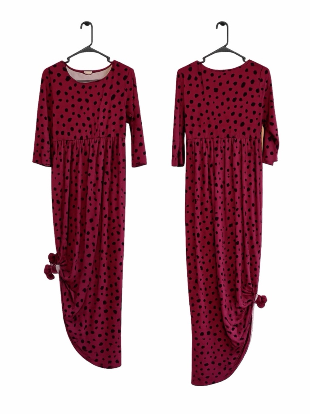 Maroon Dalmation print maxi dress
